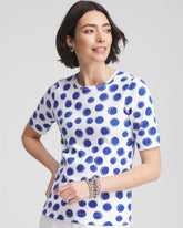 Chico's Polka-Dot Pima Cotton Crewneck Tee ALABASTER