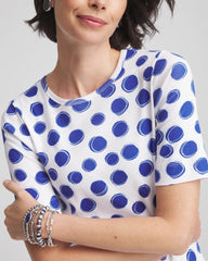Chico's Polka-Dot Pima Cotton Crewneck Tee ALABASTER