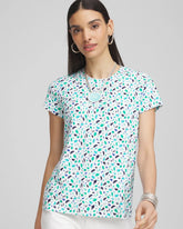Chico's Polka-Dot Crewneck Perfect Tee ALABASTER