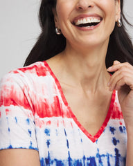 Chico's Zenergy® Americana Tie-dye V-Neck Tee RED GLOW