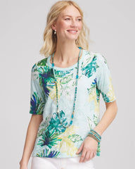 Chico's Island Print Slub Short-Sleeve Tee TEAL WATERS