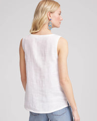 Chico's Sleeveless Linen Tank Top ALABASTER