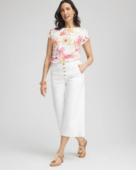 Chico's Touch of Cool™ Tropical Floral Dolman Tee ALABASTER