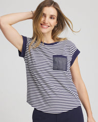 Chico's Zenergy® UPF Striped Tee PASSPORT BLUE