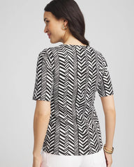 Chico's Printed Classic Fit Pima Cotton Tee BLACK