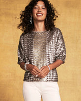 Chico's Art Deco Dolman Sequins Tee GOLD