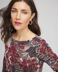 Chico's Printed Pima Cotton Bateau-Neck Tee ROCKY MOUNTAIN