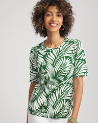 Chico's Palm-Frond-Motif Classic-Fit Pima Tee PALM LEAF