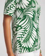 Chico's Palm-Frond-Motif Classic-Fit Pima Tee PALM LEAF