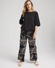 Chico's Boatneck Bubble-Hem Top BLACK
