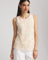 Chico's Island Crochet Lace Tank GLISTENING SAND