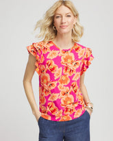 Chico's Touch of Cool™ Tropical Flutter Sleeve Tee CRUSHED BERRIES