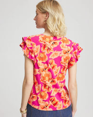 Chico's Touch of Cool™ Tropical Flutter Sleeve Tee CRUSHED BERRIES