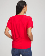 Chico's Touch of Cool™ Ruched Banded Hem Top RED GLOW
