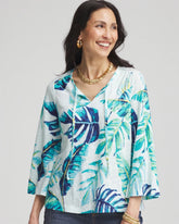Chico's Tie-Front Forward Seam Top PARADISO BLUE
