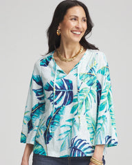 Chico's Tie-Front Forward Seam Top PARADISO BLUE
