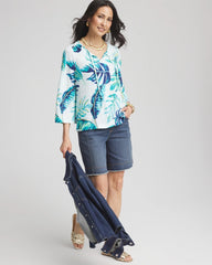 Chico's Tie-Front Forward Seam Top PARADISO BLUE