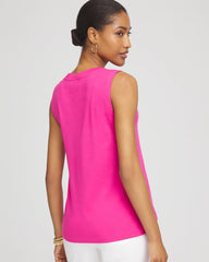 Chico's Sleeveless V-Neck Button Tank CRUSHED BERRIES