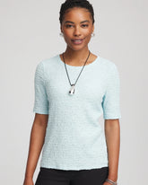 Chico's Textured Short-Sleeve Tee BLUE MENTHE