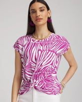 Chico's Jungle Inverted Knot Front Tee AFRICAN VIOLET