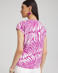 Chico's Jungle Inverted Knot Front Tee AFRICAN VIOLET
