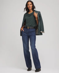 Chico's Jersey Knit Cowlneck Tee DARKEST SPRUCE