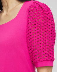 Chico's Touch of Cool™ Crochet Lace Square-Neck Tee CRUSHED BERRIES