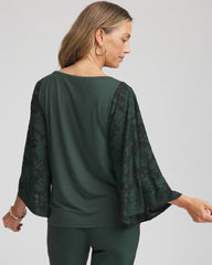 Chico's Touch of Cool™ Burnout Angel-Sleeved Top DARKEST SPRUCE