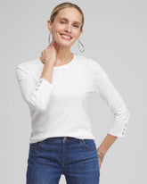 Chico's 3/4 Sleeve Button Tee ALABASTER