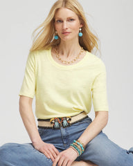 Chico's Slub Elbow-Sleeve Tee BRIGHT YELLOW