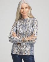 Chico's Sequin Reptile Funnel Neck tee CLASSIC NAVY