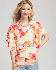 Chico's Touch of Cool™ Handkerchief-Sleeve V-Neck Tee SUNSET PEACH