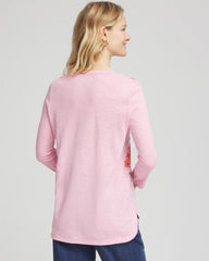 Chico's Floral 3/4 Sleeve Tee ROSE SHADOW