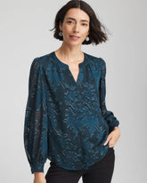 Chico's Novelty Texture Blouse TEAL SHADOW