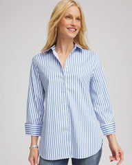 Chico's No Iron™ Stretch Striped Shirt TIDAL BLUE