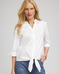 Chico's Poplin Tie-Front Top ALABASTER