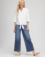 Chico's Poplin Tie-Front Top ALABASTER