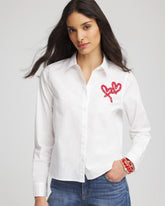 Chico's Crystal Heart Poplin Shirt ALABASTER