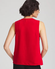 Chico's Satin Ruffle Tank CARMINE RED