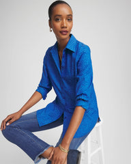Chico's No Iron™ Jacquard Animal Motif Shirt COBALT STONE