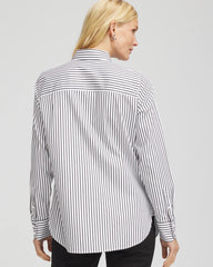Chico's No Iron™ Lurex Striped Shirt OPTIC WHITE