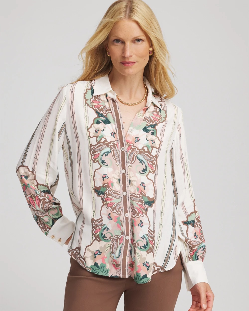 Chico's Silky Classic-Fit Shirt ECRU