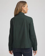 Chico's Lace Cotton Voile Shirt DARKEST SPRUCE