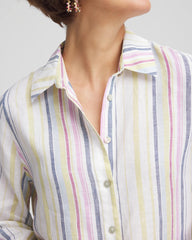 Chico's No Iron™ Multi Stripe Linen Shirt LAVENDER SKIES