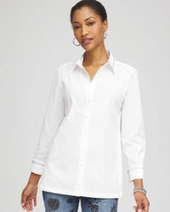 Chico's Rhinestone Embellished Poplin Tunic ALABASTER