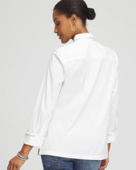 Chico's Rhinestone Embellished Poplin Tunic ALABASTER