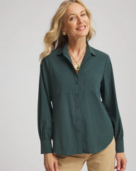 Chico's Classic-Fit Collared Shirt DARKEST SPRUCE