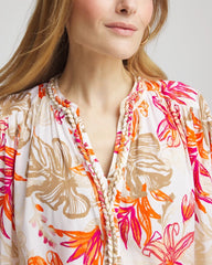 Chico's Floral Braided Batwing Blouse CRUSHED BERRIES