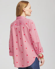 Chico's No Iron™ Stars & Stripes Sateen Shirt RED GLOW
