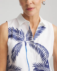 Chico's No Iron™ Palms Sleeveless Sateen Shirt BLUE CASA